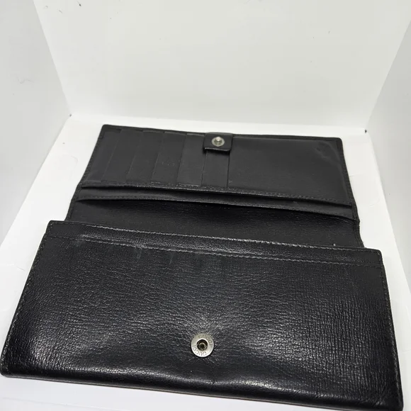 Gucci G Leather long Bifold wallet Black - Picture 2 of 9